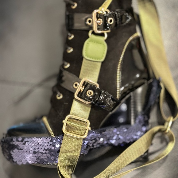 The Kyrie Black Trekker Heeled Boot - Picture 2 of 6